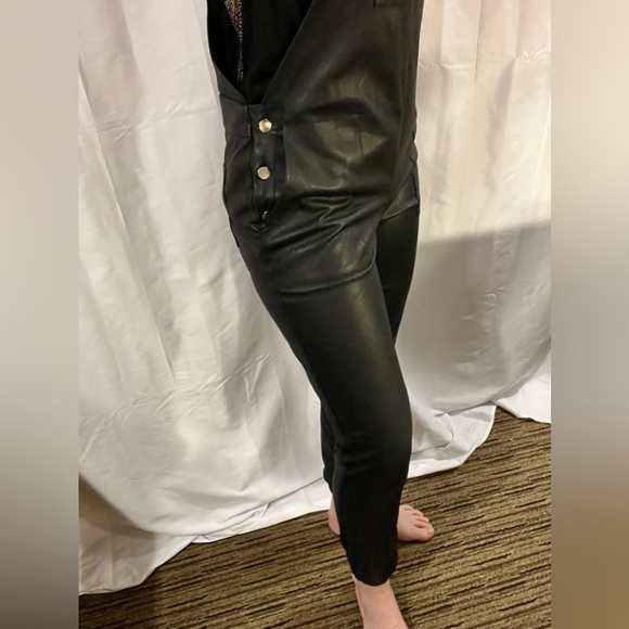philanthropy xs Freja black faux leather overalls wide leg elastic end punk‌‌ - Picture 4 of 16